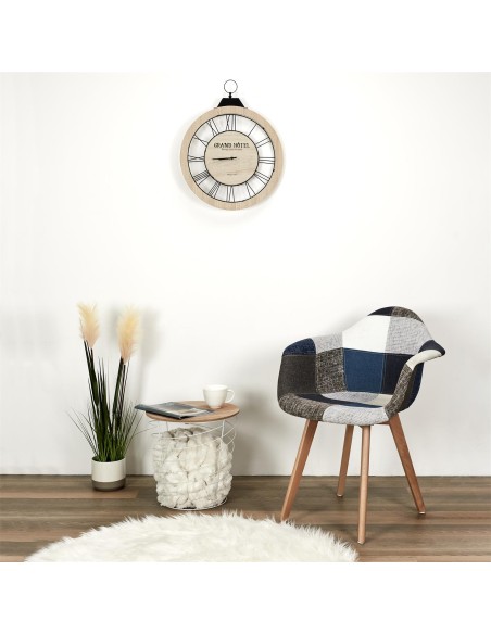 Lot de 2 Fauteuils Patchwork Bleu Gris Home Deco Factory