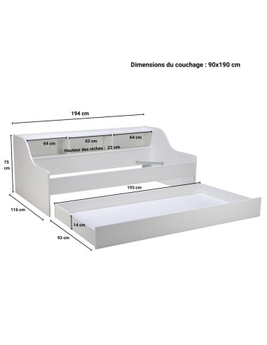 Ensemble Lit DodoKid avec 2 matelas enfant 90x190 - Laïba Kids