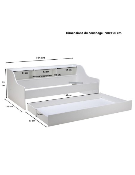 Ensemble Lit DodoKid avec 2 matelas enfant 90x190 - Laïba Kids