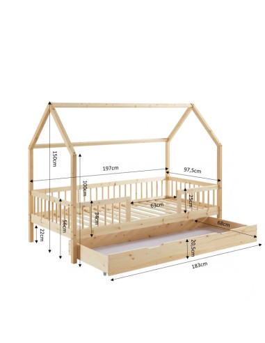 Ensemble Lit Tiroir Fantilou avec matelas enfant 90x190 - Laïba Kids