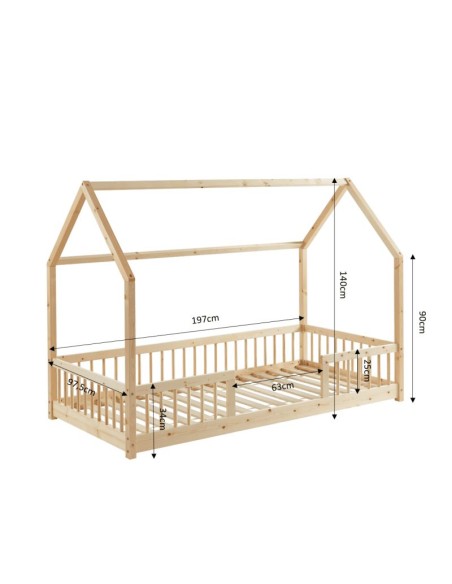 Ensemble Lit Nocturne Naturel avec matelas 90x190 - Laïba Kids