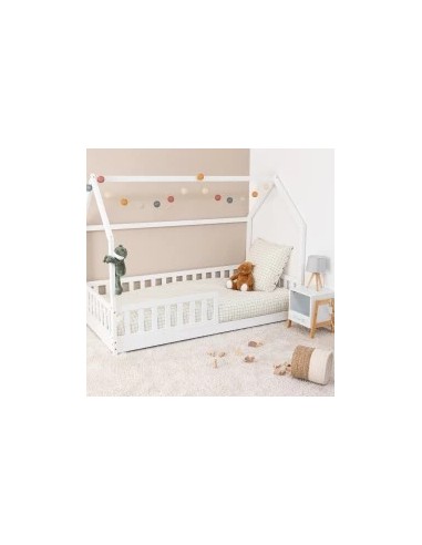 Ensemble Lit cabane Oasis Blanc avec matelas enfant 90x190 - Laïba Kids