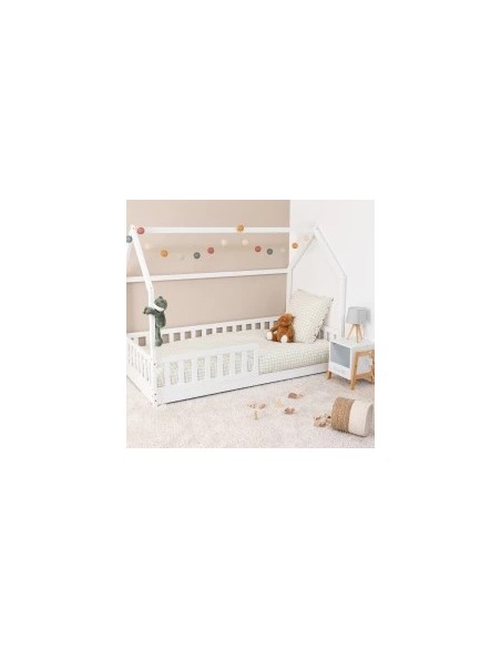 Ensemble Lit cabane Oasis Blanc avec matelas enfant 90x190 - Laïba Kids