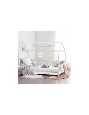 Ensemble Lit cabane Oasis Blanc avec matelas enfant 90x190 - Laïba Kids