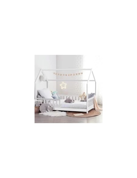 Ensemble Lit cabane Oasis Blanc avec matelas enfant 90x190 - Laïba Kids