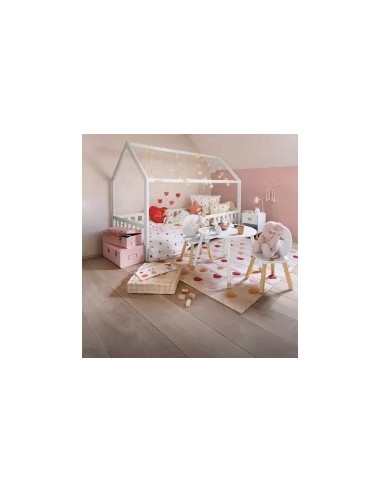 Ensemble Lit cabane Oasis Blanc avec matelas enfant 90x190 - Laïba Kids