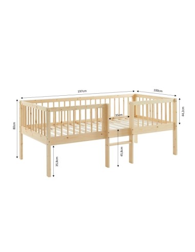 Ensemble Lit Nestor Beige avec matelas enfant 90x190 - Laïba Kids