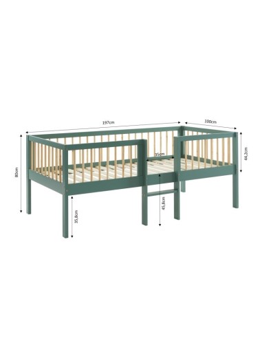 Ensemble Lit Nestor Vert avec matelas enfant 90x190 - Laïba Kids