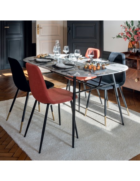 Chaise En Velours Tyka Pieds Métal Noire Atmosphera