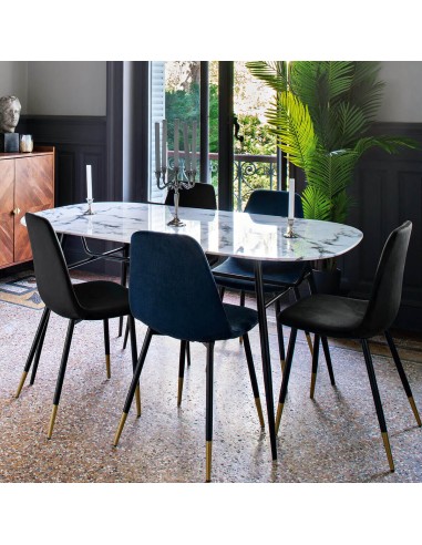 Chaise En Velours Tyka Pieds Métal Noire Atmosphera