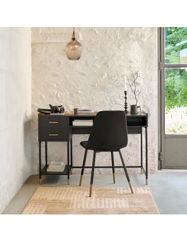 Chaise En Velours Tyka Pieds Métal Noire Atmosphera