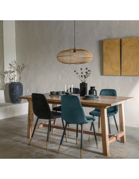 Chaise En Velours Tyka Pieds Métal Noire Atmosphera