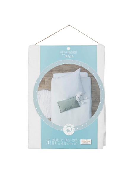 Parure De Lit Enfant Double Gaze En Coton Blanc 140x200 Atmosphera
