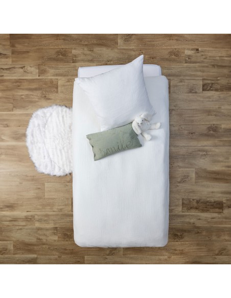 Parure De Lit Enfant Double Gaze En Coton Blanc 140x200 Atmosphera