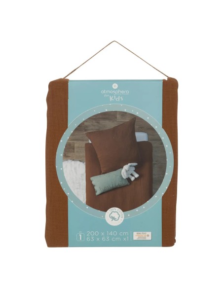 Parure De Lit Enfant Double Gaze En Coton Marron 140x200 Atmosphera