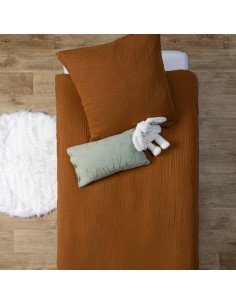 Parure De Lit Enfant Double Gaze En Coton Marron 140x200 Atmosphera 2