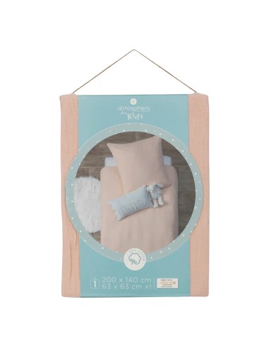 Parure De Lit Enfant Double Gaze En Coton Rose 140x200 Atmosphera