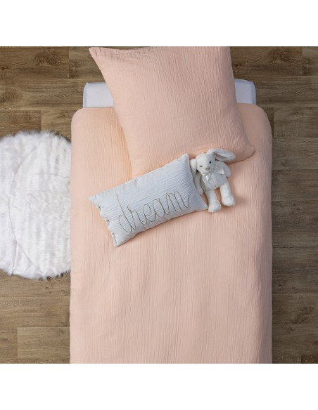 Parure De Lit Enfant Double Gaze En Coton Rose 140x200 Atmosphera