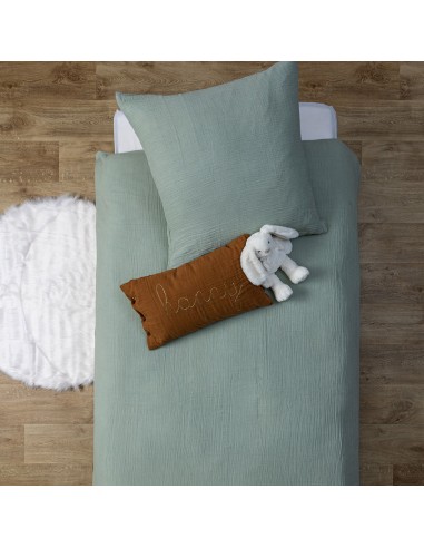 Parure De Lit Enfant Double Gaze En Coton Vert 140x200 Atmosphera For Kids