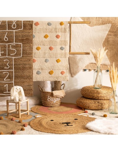 Tapis De Chambre D'enfant Arlequin Pompons D90 Beige Atmosphera For Kids