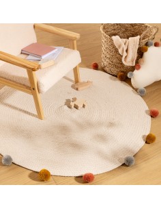 Tapis De Chambre D'enfant Arlequin Pompons D90 Beige Atmosphera For Kids 2
