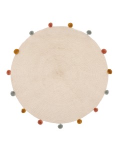 Tapis De Chambre D'enfant Arlequin Pompons D90 Beige Atmosphera For Kids