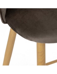 Chaise Hauteur Îlot Slano En Velours Taupe Atmosphera 2