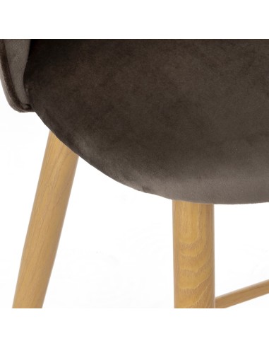 Chaise Hauteur Îlot Slano En Velours Taupe Atmosphera