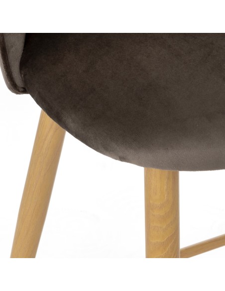 Chaise Hauteur Îlot Slano En Velours Taupe Atmosphera