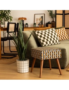 Tabouret D'appoint Chiara Chenille Jacquard Ocre Atmosphera 2