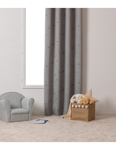Rideau Occultant Glow Pour Enfant 140 x 250 Gris Atmosphera For Kids