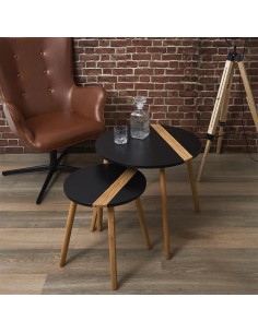 Lot De 2 Tables Gigognes Relief Noire Home Deco Factory 2