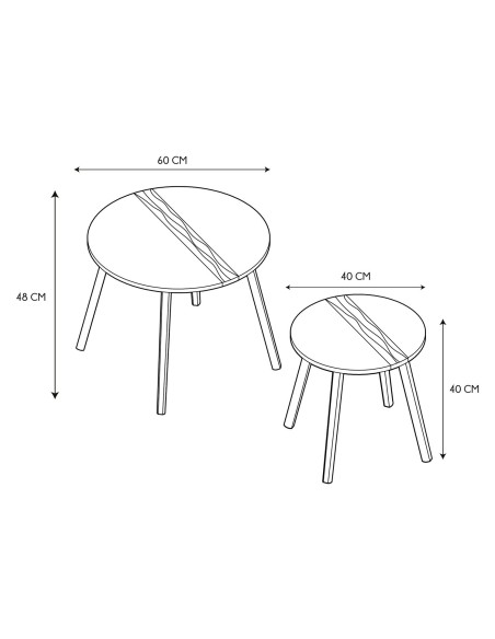 Lot De 2 Tables Gigognes Relief Blanches Home Deco Factory
