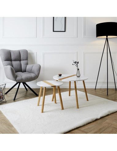 Lot De 2 Tables Gigognes Relief Blanches Home Deco Factory