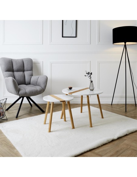 Lot De 2 Tables Gigognes Relief Blanches Home Deco Factory