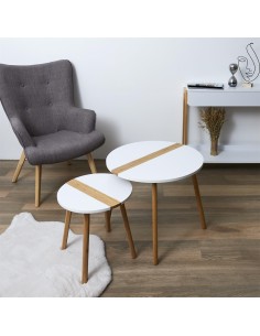 Lot De 2 Tables Gigognes Relief Blanches Home Deco Factory 2