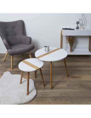 Lot De 2 Tables Gigognes Relief Blanches Home Deco Factory