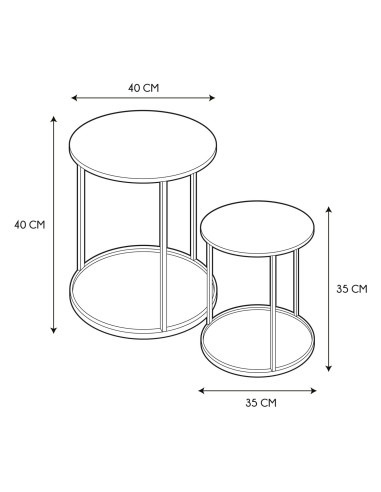 Lot De 2 Tables D'appoint En Métal Martele Mirage Home Deco Factory