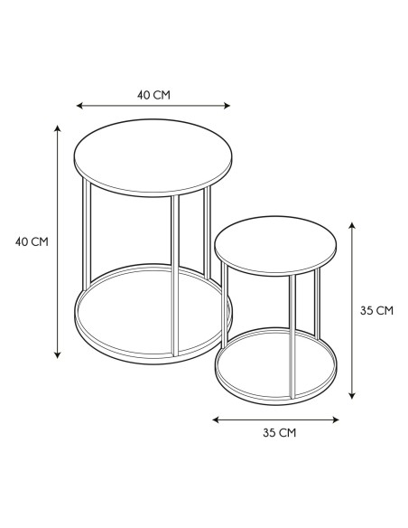 Lot De 2 Tables D'appoint En Métal Martele Mirage Home Deco Factory