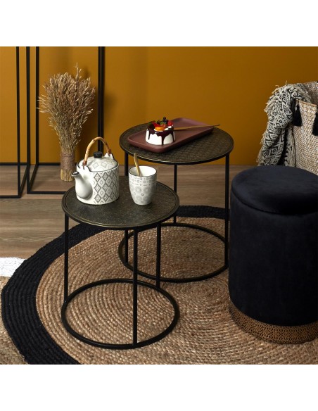 Lot De 2 Tables D'appoint En Métal Martele Mirage Home Deco Factory