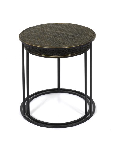 Lot De 2 Tables D'appoint En Métal Martele Mirage Home Deco Factory
