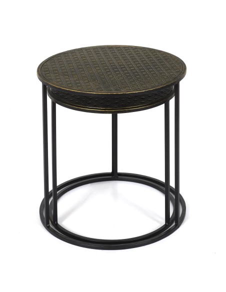 Lot De 2 Tables D'appoint En Métal Martele Mirage Home Deco Factory