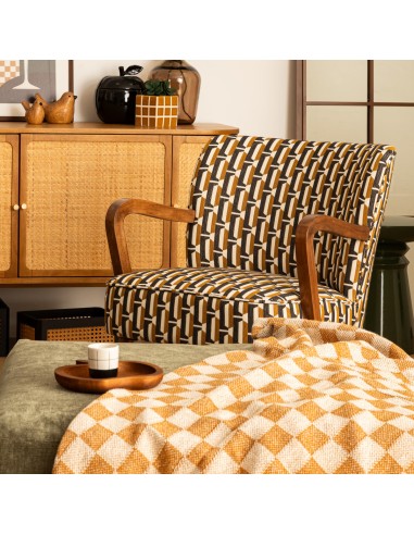 Fauteuil Chiara Bouclette Beige Noir Atmosphera