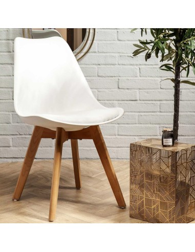 Chaise scandinave avec coussin Blanche