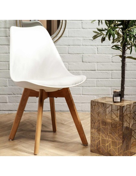 Chaise scandinave avec coussin Blanche