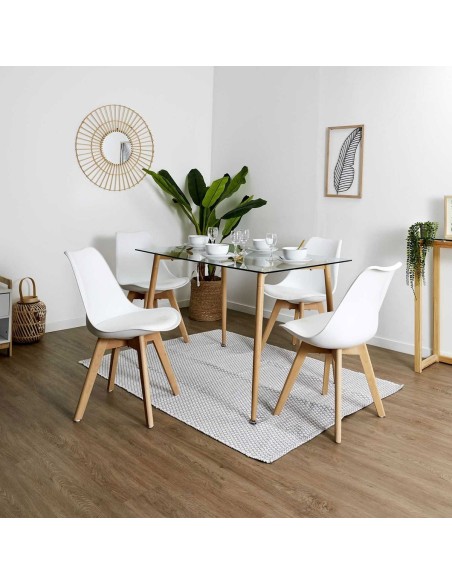 Chaise scandinave avec coussin Blanche