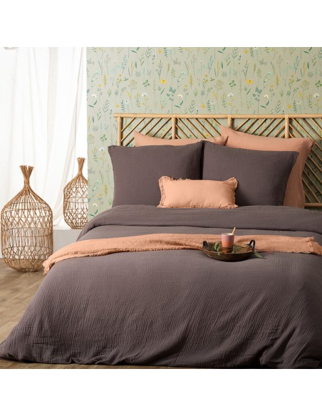 Parure de lit Flora Gris 240x220 Atmosphera