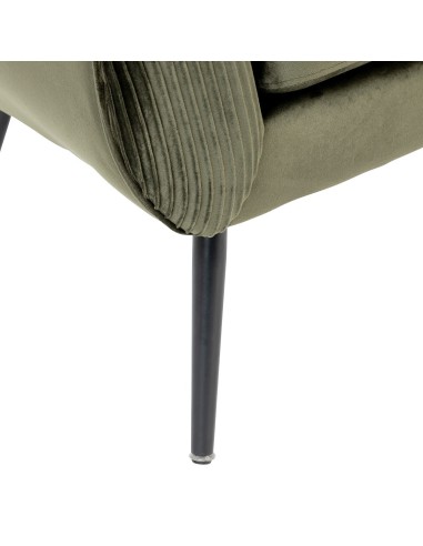 Fauteuil Solaro En Velours Plissé Vert Kaki Atmosphera