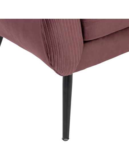 Fauteuil Solaro En Velours Plissé Rubis Prune Atmosphera