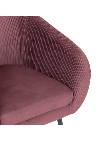 Fauteuil Solaro En Velours Plissé Rubis Prune Atmosphera